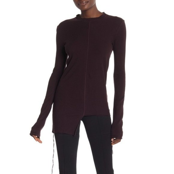 Helmut Lang Crew Neck Ribbed Gray Top Small - Picture 2 of 7